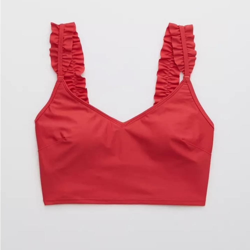 Aerie Ruffle Longline Scoop Bikini Top